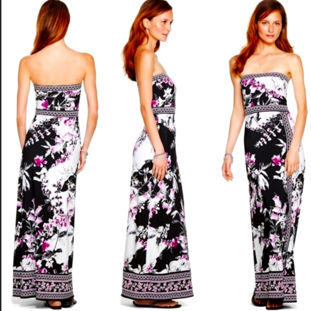 Elegant White House Black Market Strapless Dress - M